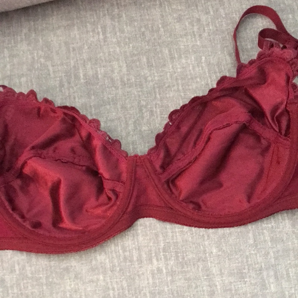 ❤️3X20 RENE ROFE Women Lace Embroidered Underwire Unlined Burgundy Bra |… - Picture 10 of 13